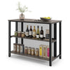 3-Tier Bar Table Breakfast Dining Table Kitchen Island Table with Open Shelves