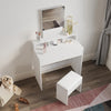 Bedroom White Dressing Table Makeup Desk Vanity Unit with Mirror 2 Drawers Stool