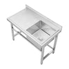 Commercial Stainless Steel Kitchen Sink w/Left Work Table Single Bowl Wash Basin