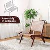 Set of 2 Woven Leather Accent Chair Modern Lounge Chair Armless Side Chair