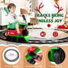 Ride On Train with 16 Pieces Tracks & Storage Box under Seat-Green