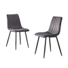 2x Grey Dining Chairs Velvet Padded Seat Kitchen Dining Room Chair Modern