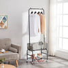Black Metal Clothes Rail Rack Garment Stand Corner Open Wardrobe with Shelf