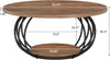 39.4'' Round Coffee Table, Industrial 2-Tier Circle Accent Table with Storage