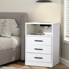 3 Drawers Bedside Table with Charging Station USB Ports LED Lights Sofa End Desk