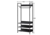 Industrial Open Wardrobe Storage Unit Clothes Rail Shelves Hanging Rack Black