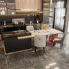 Set 2 Leather Kitchen Dining Chairs Tufted Gold Lion Head Pull Ring Accent Chair