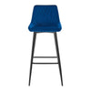 2X Blue Velvet Bar Stools Breakfast Pub Chair Kitchen Seat Height 75 cm