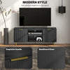 Modern TV Stand Cabinet with Storage 2 Cable Hole for Less than 55" Black