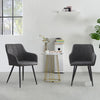 Set Of 2 Grey Dining Chairs Faux Leather Office Chairs Padded Seat Kitchen