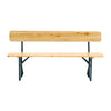 Outdoor Wooden Folding Beer Table Bench Set Trestle Garden Steel Leg w/ Backrest