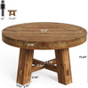 31.5-Inch Round Coffee Table, Solid Wood Center Table with Thickened Tabletop