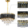 Modern Crystal Chandeliers Round Black Gold Pendant Lights for Dining Room