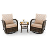 3-Piece Patio Swivel Rocker Set Rattan Wicker 360° Swivel Rocking Chairs Set