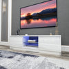 130CM Width White Modern TV Stand High Gloss Door Matt Cabinet Unit LED Light