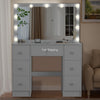 7 Drawers Dressing Table Makeup Desk Dresser with Mirror LED Light Bedroom White