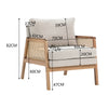 Rattan Armchair Mid-Century Modern Solid Wood Frame Accent Tub Chair Upholstered