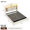 Upholstered Ottoman Storage Bed, 4ft6 Double Bed Frame with LED & USB, Beige