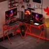 Corner Gaming Desk w/ Adjustable Monitor Stand Cup Holder Red