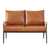 Sofa Brown Faux Leather Armchair Couch Living Room Metal Legs Modern 2 Seater