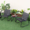 3 Piece Patio Rocking Set 2 Rocking Bistro Chairs & Glass-Top Table Furniture