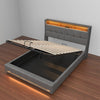 METAL BED FRAME STORAGE GAS LIFT UP DOUBLE 4FT6 BED WITH LED LIGHTS HEADBOARD UK