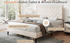 4ft6 Double Bed Frame Upholstered Platform Bed with Adjustable Headboard Beige
