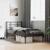 Metal Bed Frame with Headboard Black 90x200 cm m