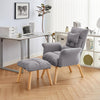 Lazy Single Sofa Couch 5 Adjustable Cotton Linen Fabric With Headreat+Ottman