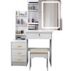 Large Dressing Table With Drawers Mirror Stool Set Makeup Desk Vanity White NEW