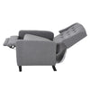 Grey Single Sofa Chair, 140° Reclining Backrest Lounge Armchair with Wooden Legs