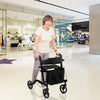 Folding Aluminum Walker Four Wheels Medical Rollator with Seat & Carrying Bag