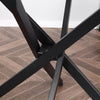 Round Bar Table with Tempered Glass Top, Kitchen Dining Table with Metal Legs