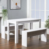 3 Pieces Dining Table and Chair Set Compact 2 Benches Wood Kitchen Furniture UK