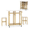 3 Piece Dining Table Set Extendable Kitchen Table Folding Table-White
