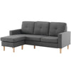 Modern L-Shaped Corner Sofa with Footstool Fabric 2 3 Seater Sofa Couch Grey