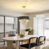 Modern Crystal Chandeliers Round Black Gold Pendant Lights for Dining Room