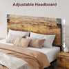 King Size Bed Frame Platform with Adjustable Wood Headboard