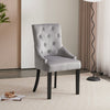 Set of 2 Grey Velvet Dining Chairs Tufted High Back for Dining Room Kitchen Home