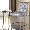 1/2PCS Velvet Dining Chairs Luxury Padded Dining Room Chairs Armless Silver Legs
