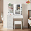 Dressing Table With LED Light Bar Mirror Drawers Stool Vanity Set Bedroom Makeup