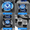 4 Burners Gas Hob 60cm Black Tempered Glass NG/LPG Convert With Iron Pan Support