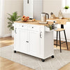 Rolling Kitchen Island Cart on Wheels with Drop-Leaf Countertop and 4 Drawers