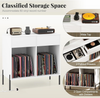 Record Player Stand Vinyl Storage Cabinet Drawers Shelves Charging Station USB C