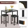 3Pcs Pub Counter-Height Dining Table Set Modern Furniture Set Black