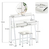 LED Mirror Dressing Table Makeup Desk Wooden Chair 2 Drawers W/Metal Leg