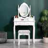 Dressing Table with Mirror and Stool, Vanity Desk with Mirror and Drawers White