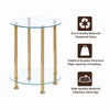 2 Tier Round Clear Tempered Glass Sofa Side End Table Bedside Table Golden Tubes