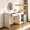 White Dressing Table With Clound Mirror Makeup Desk Vanity Scalable Cabinet