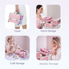 Portable Makeup Box with Lock, 4 Trays Cosmetic Jewelry Storage Case